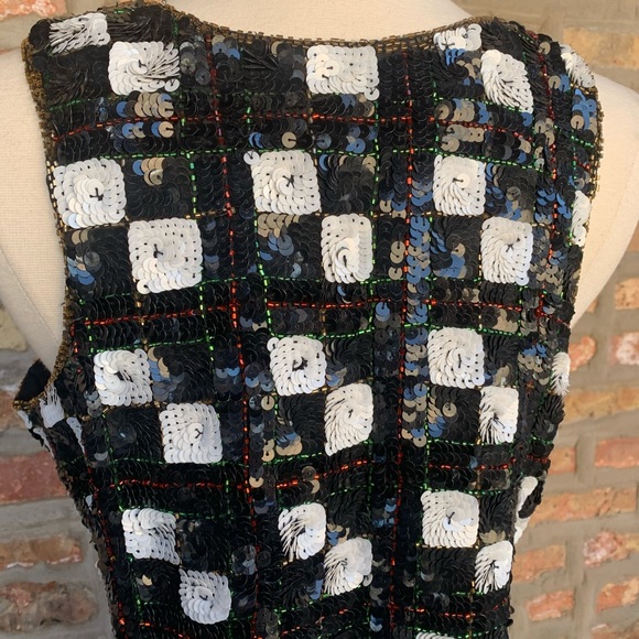 VINTAGE Two Piece Black Sequin Skirt & Top L XL - Picture 6 of 6